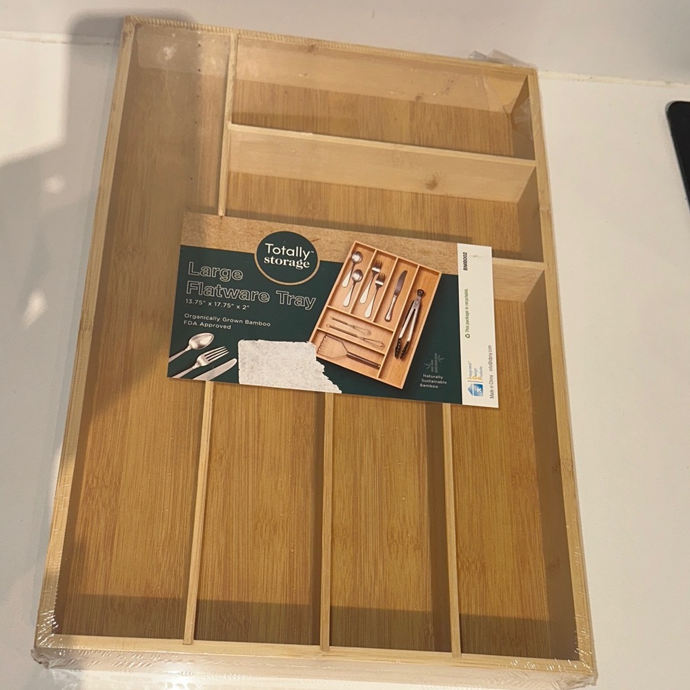 Totally Storage Organically Grown Bamboo Large Flatware Tray